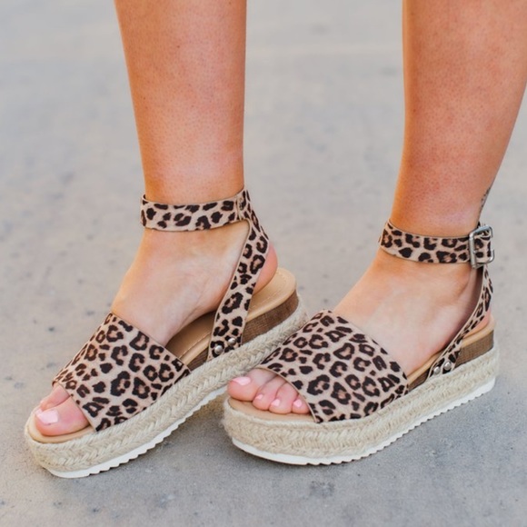 Cheetah Chunky Espadrille Flatform Wedge Sandal - Picture 2 of 7